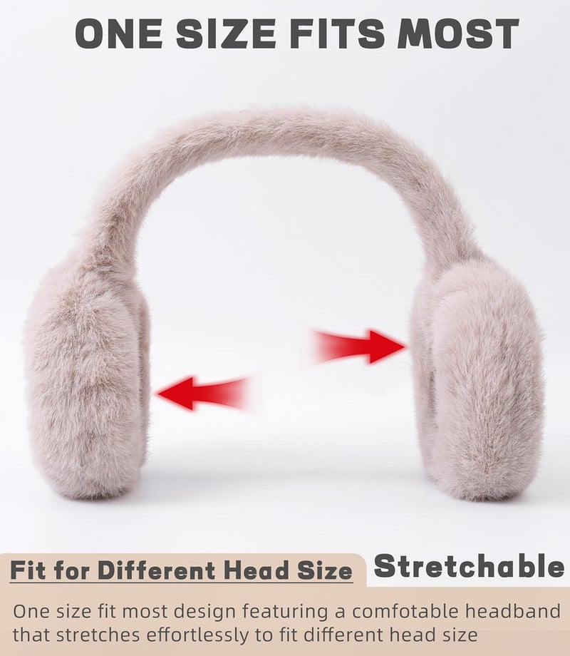 Eyegla Winter Ear Muffs Women Adjustable Fuzzy Earmuffs Faux Fur Ear Warmers Foldable Ear Covers for Cold Weather - Image 3